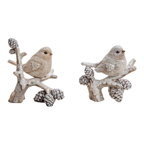 Декоративно врабче на клонче с шишарки