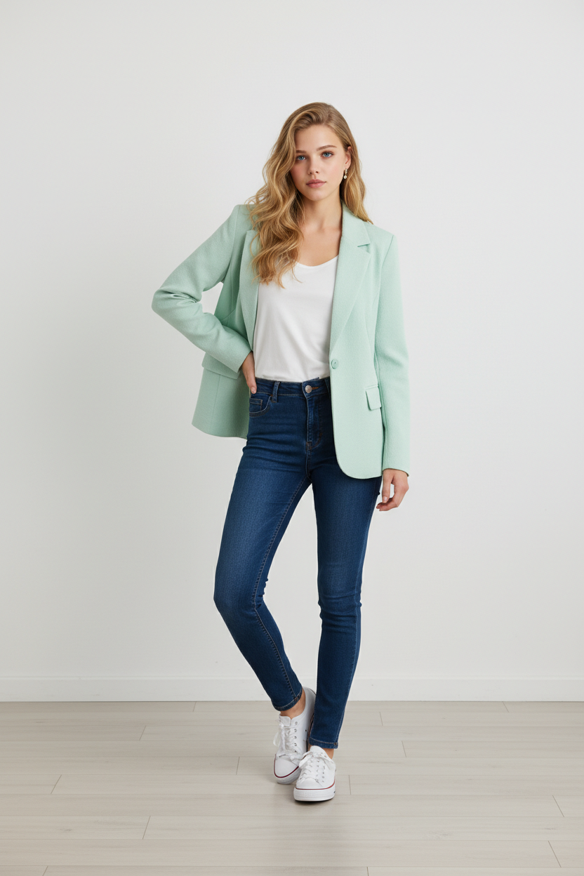 Елегантно вталено сако с изчистена линия и класически ревер