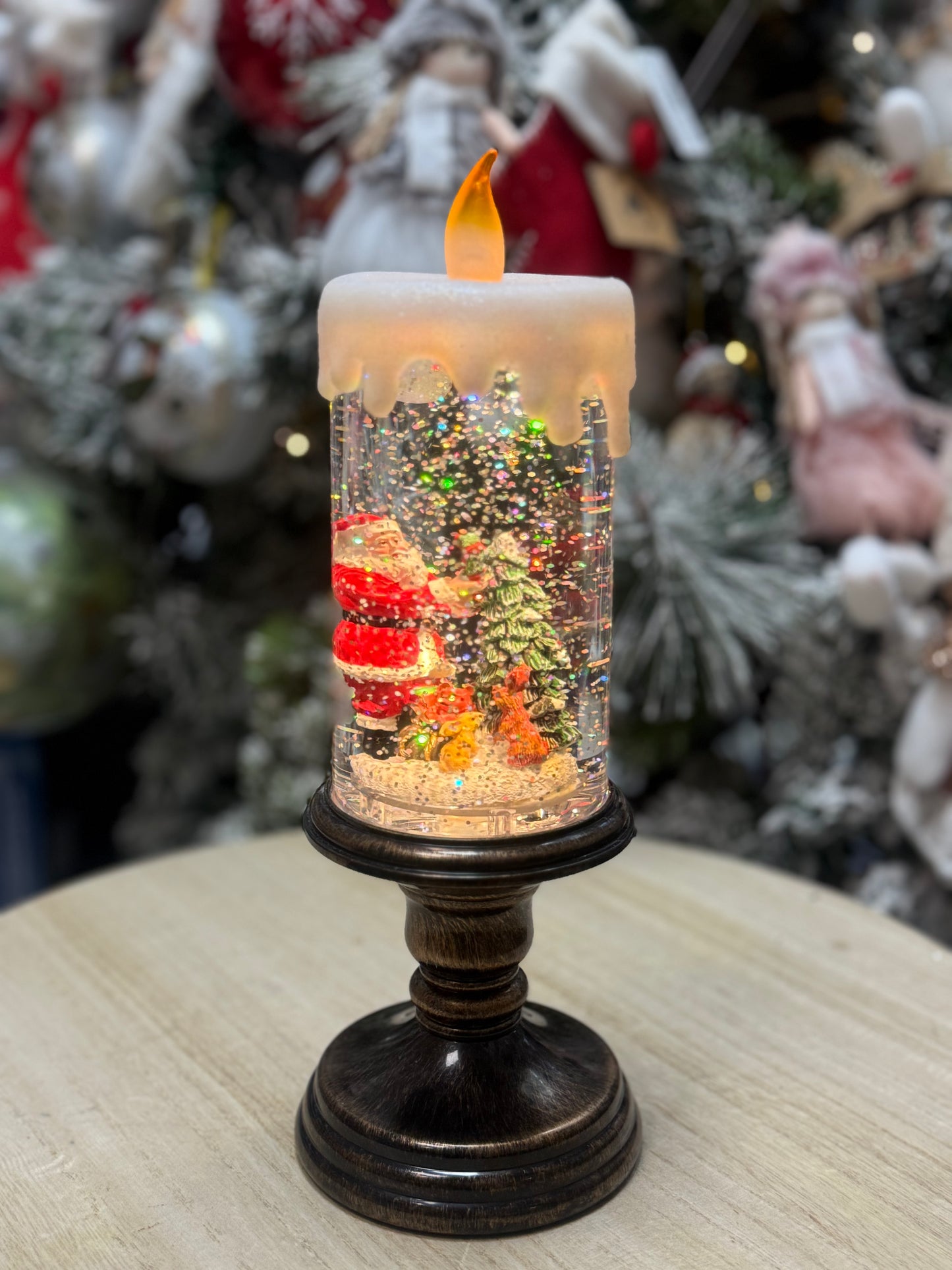 Коледна декоративна свещ с глитер на батерии