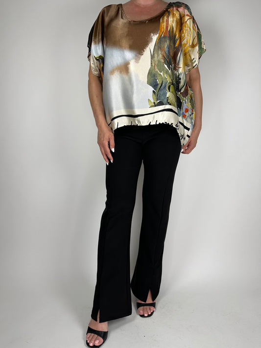 Дамска блуза с паднал къс ръкав