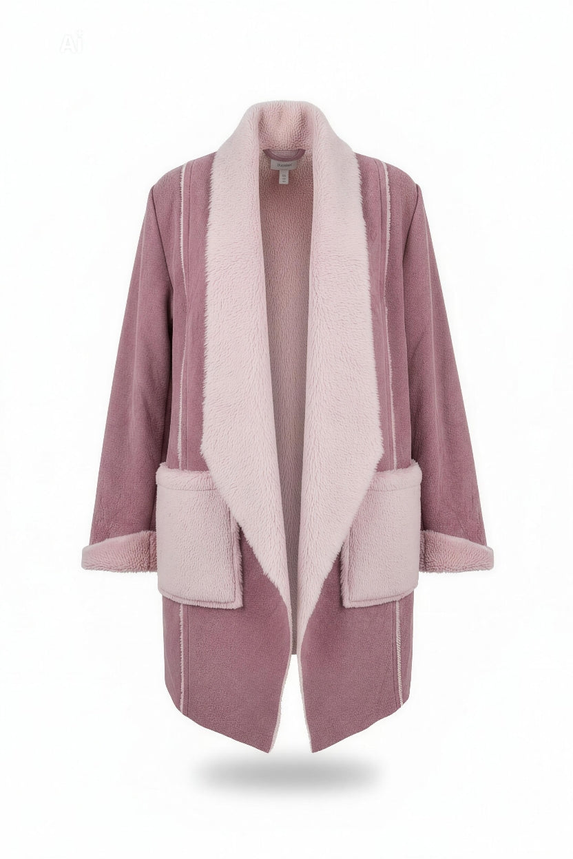 Стилно палто от еко кожа, без закопчаване