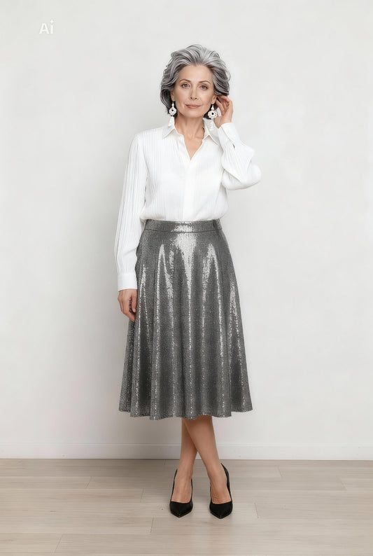 Елегантна дамска пола дълга до средата на прасеца.