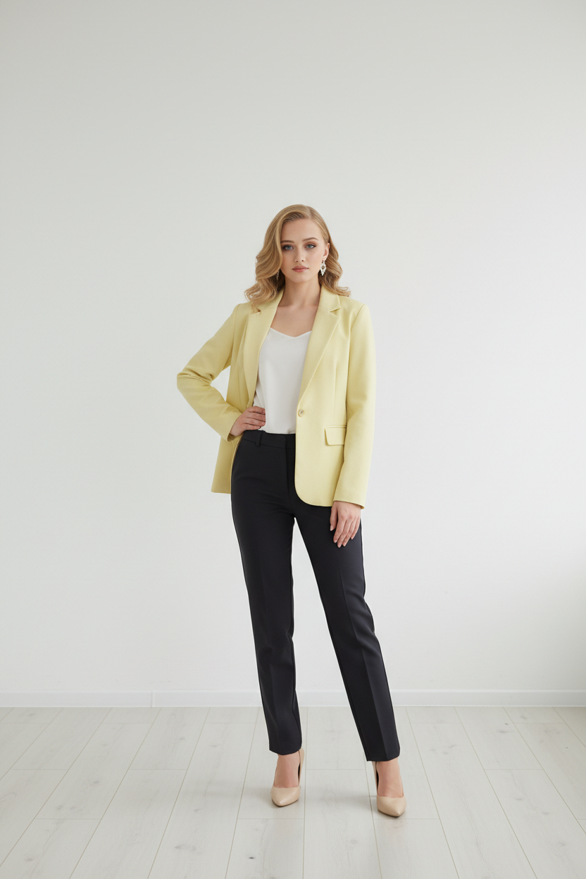 Елегантно вталено сако с изчистена линия и класически ревер