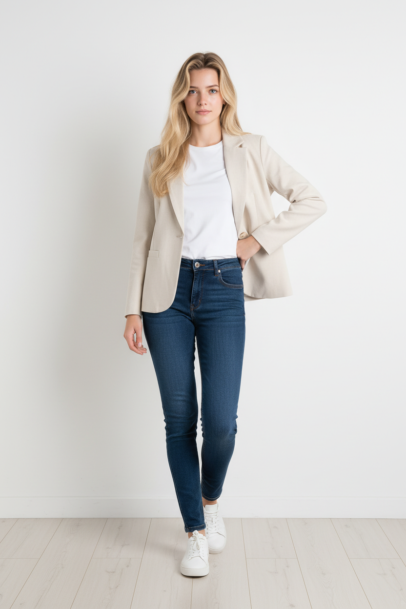 Елегантно вталено сако с изчистена линия и класически ревер