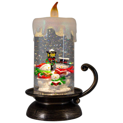 Коледна декоративна свещ с глитер и LED светлина USB на ток или батерии