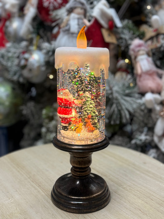 Коледна декоративна свещ с глитер на батерии