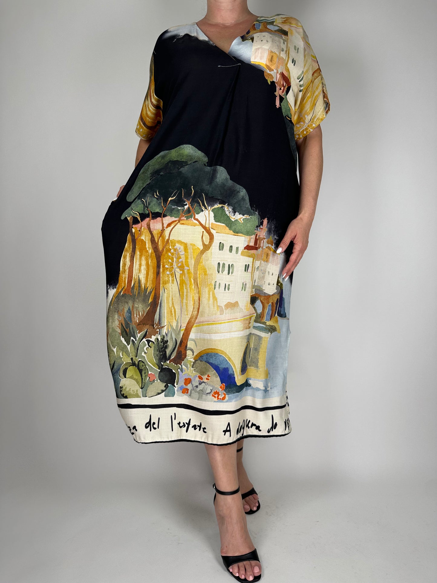 Елегантна-дълга-лятна рокля с къс ръкав