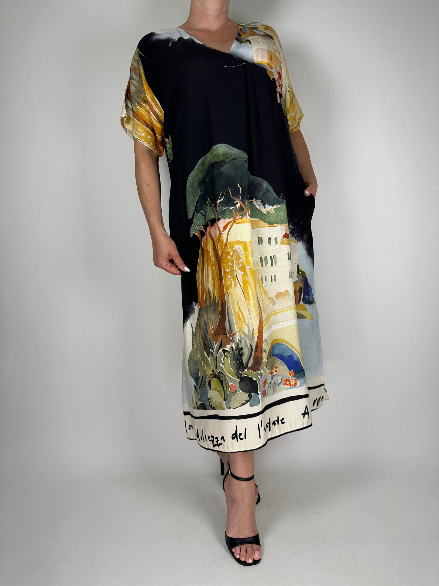 Елегантна-дълга-лятна рокля с къс ръкав