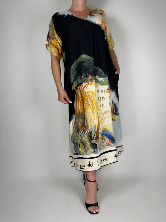 Елегантна-дълга-лятна рокля с къс ръкав