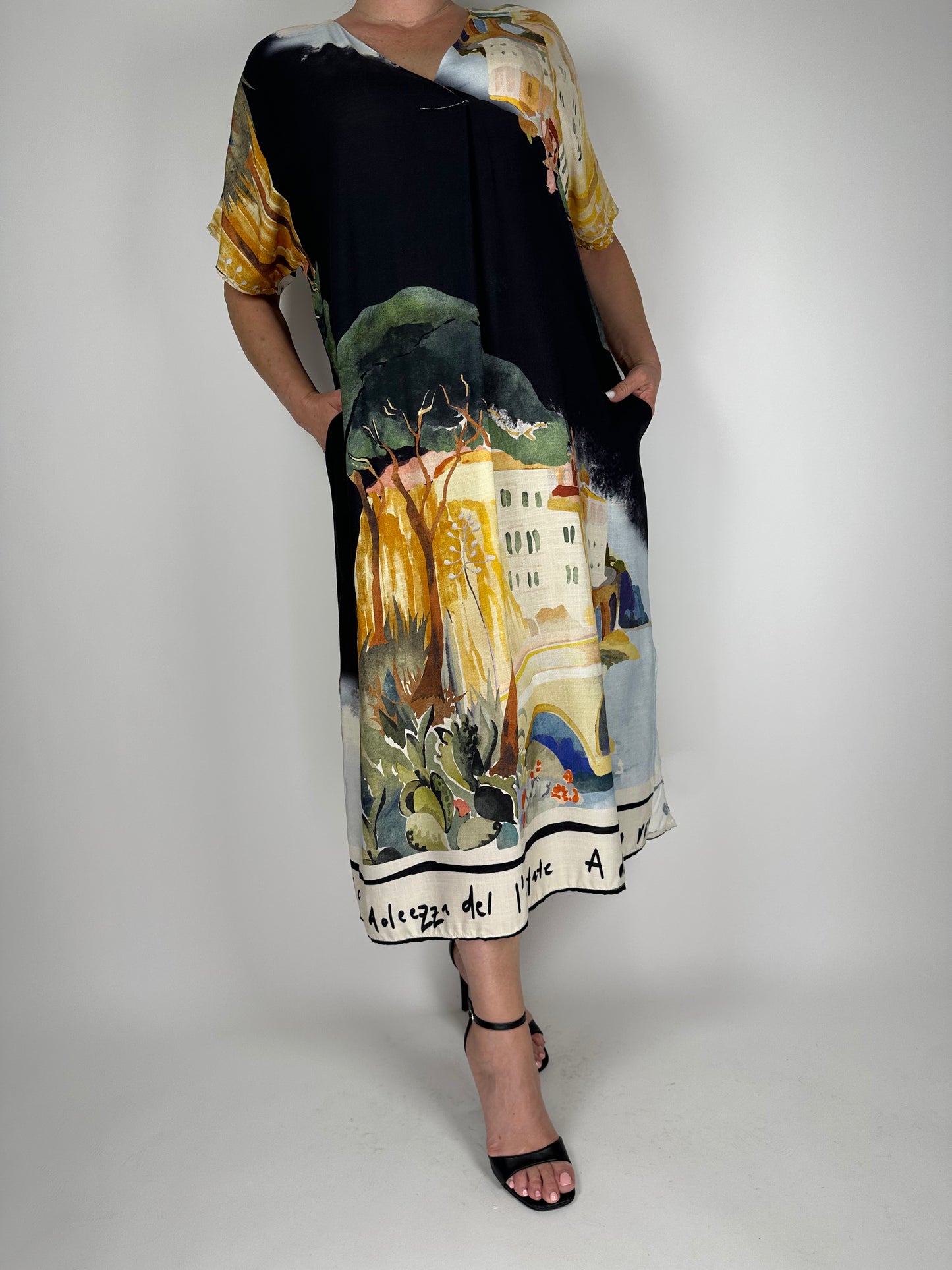 Елегантна-дълга-лятна рокля с къс ръкав