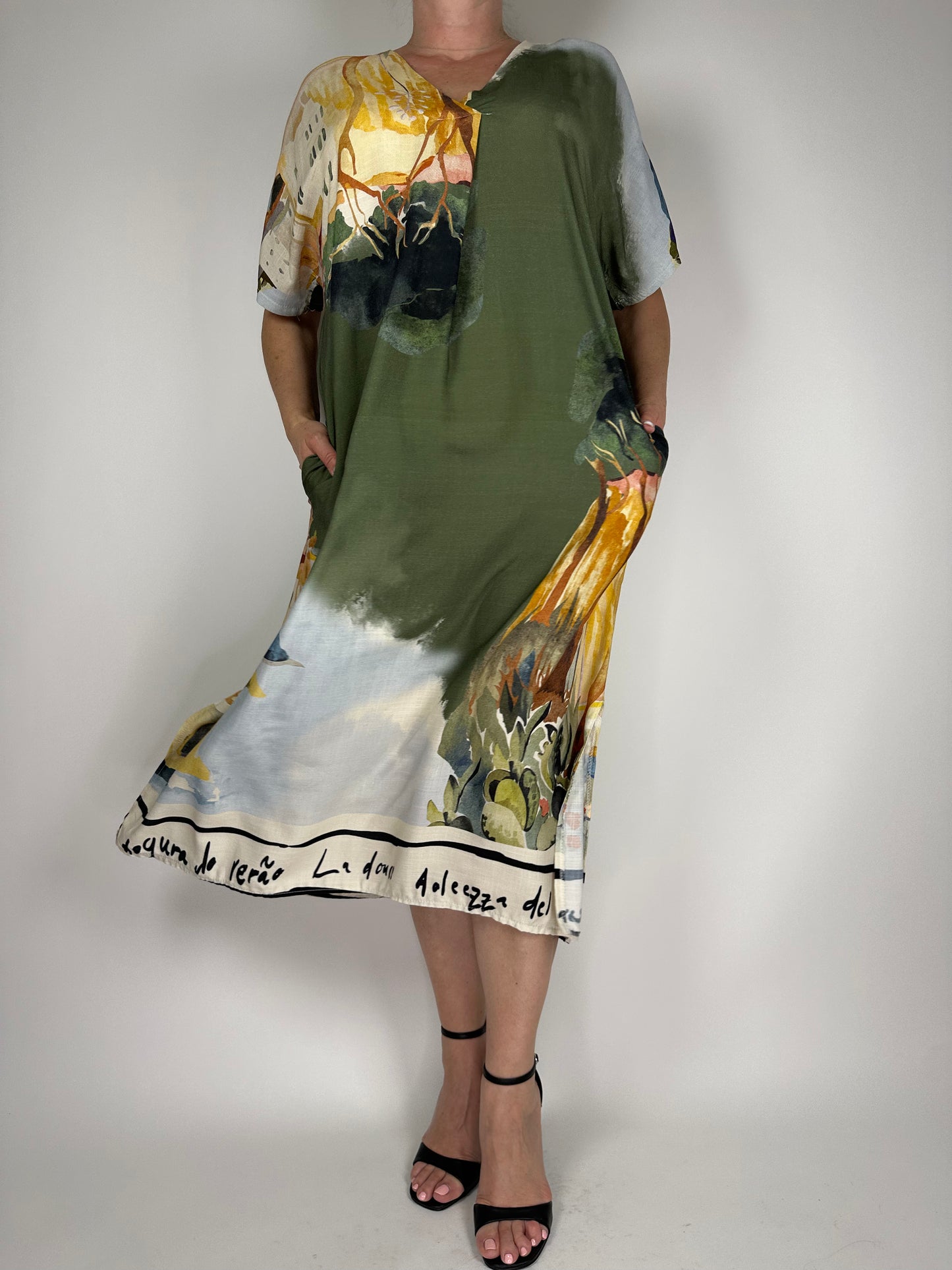 Елегантна-дълга-лятна рокля с къс ръкав