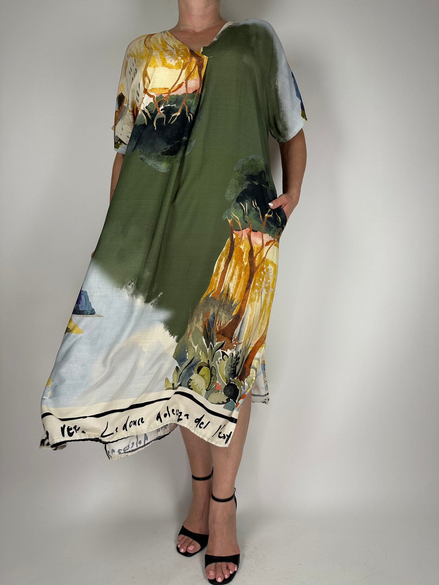 Елегантна-дълга-лятна рокля с къс ръкав