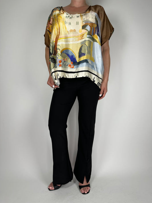 Дамска блуза с паднал къс ръкав