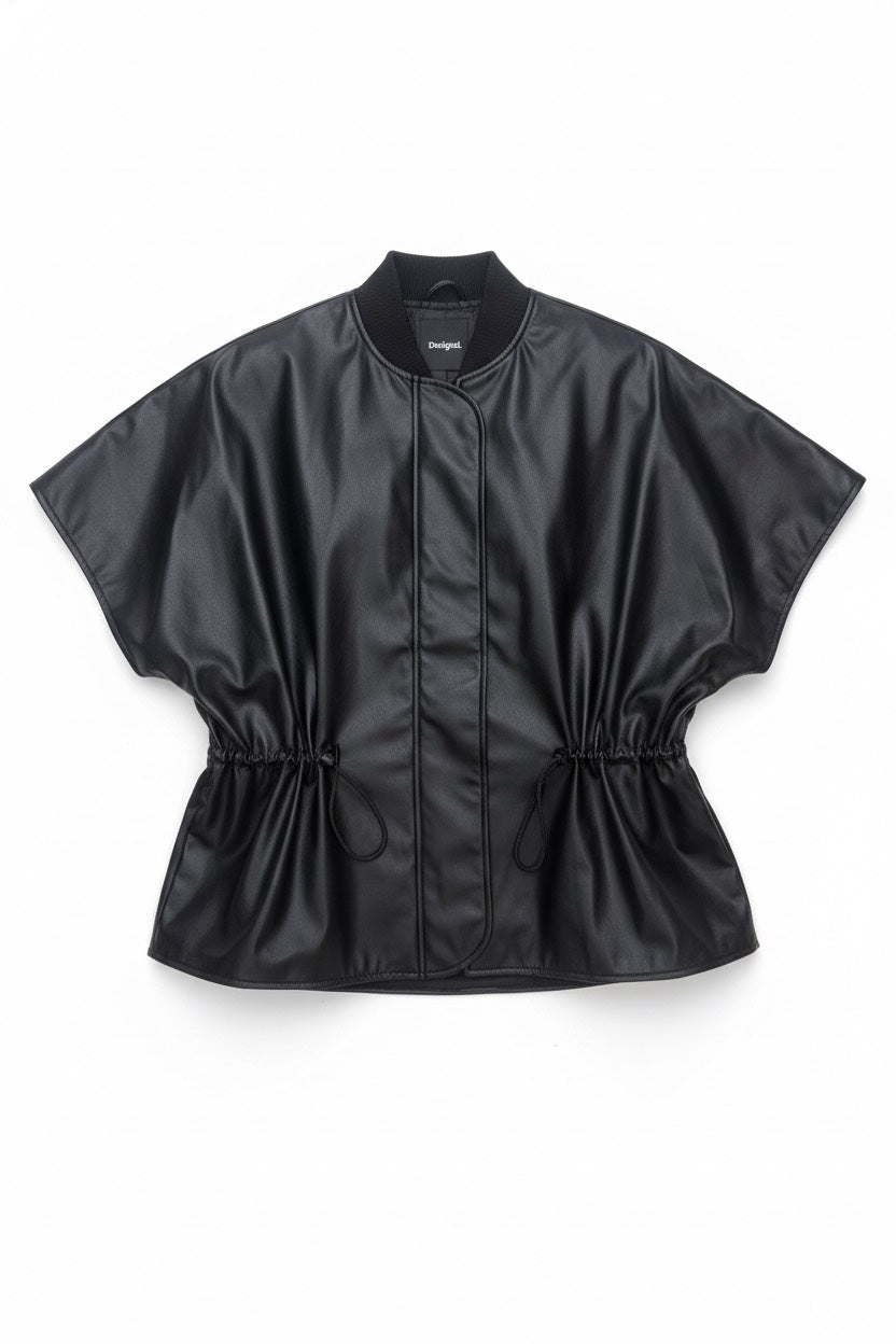 Тренч еко кожа черен