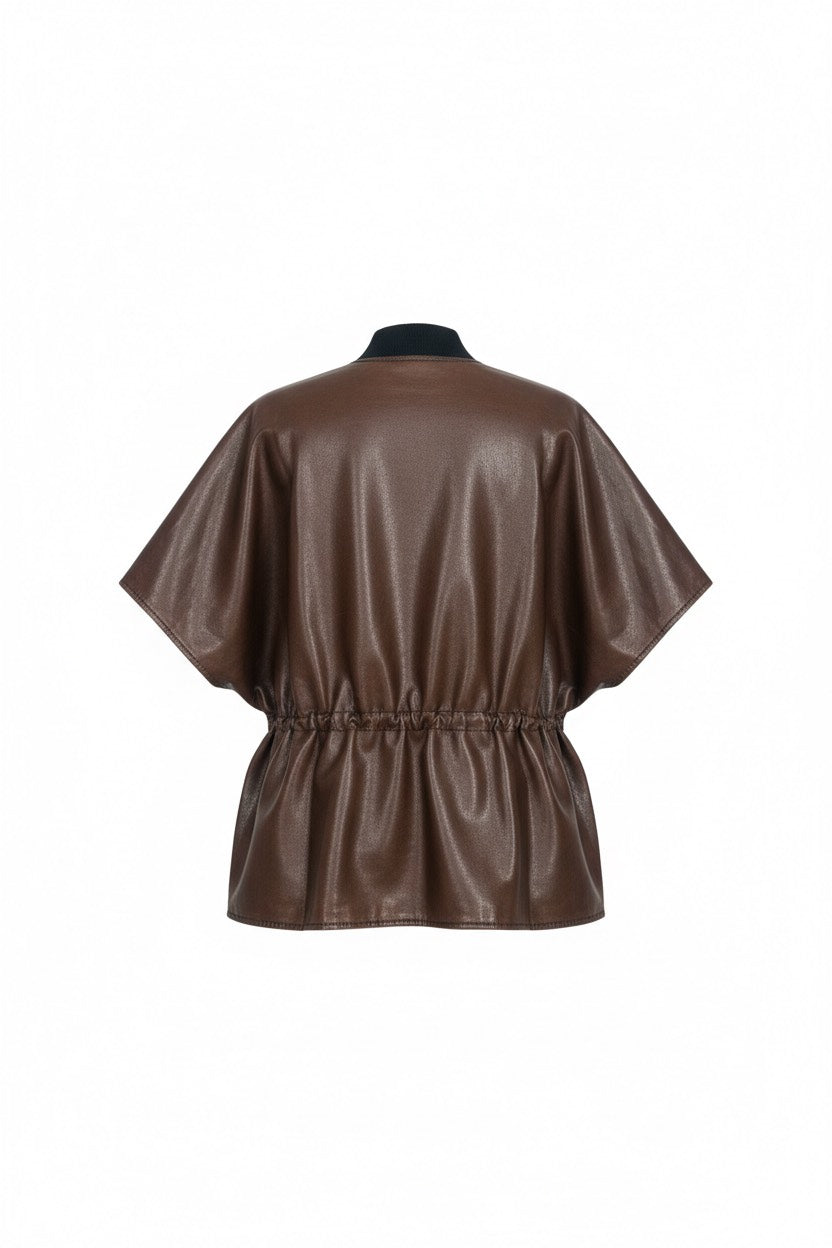 Тренч еко кожа кафяв