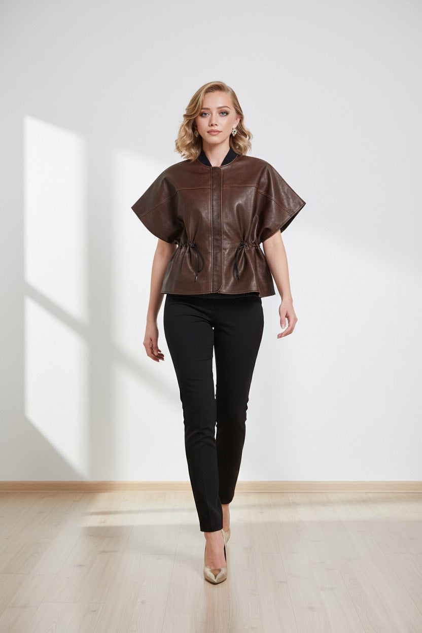 Тренч еко кожа кафяв