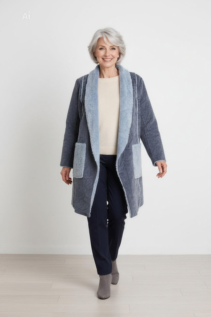 Стилно палто от еко кожа, без закопчаване