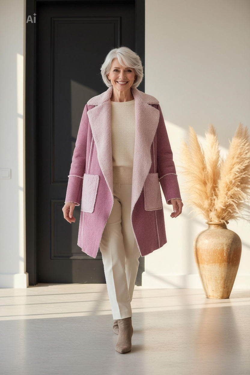 Стилно палто от еко кожа, без закопчаване