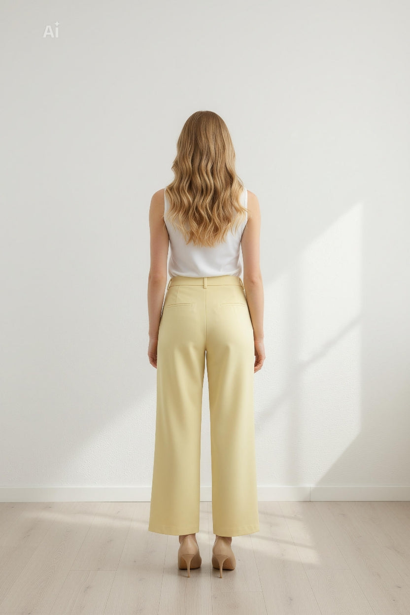 Елегантен дамски панталон с права, свободна линия и колан