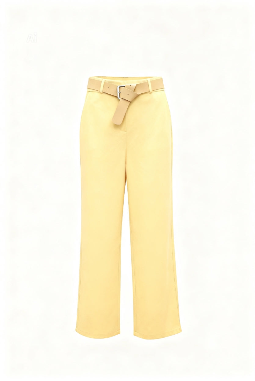 Елегантен дамски панталон с права, свободна линия и колан