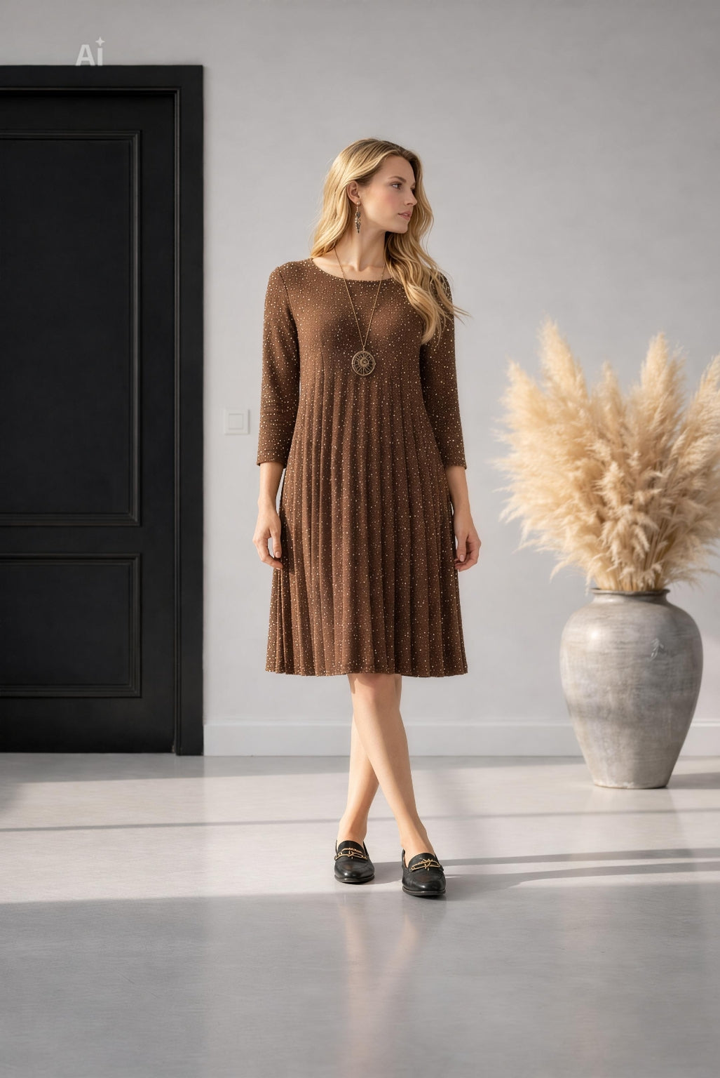 Елегантна рокля солей от фино плетиво