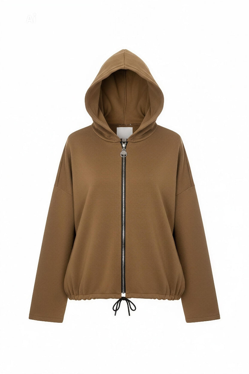 Дамски тренч с модерна спортно-елегантна визия, с качулка и цип