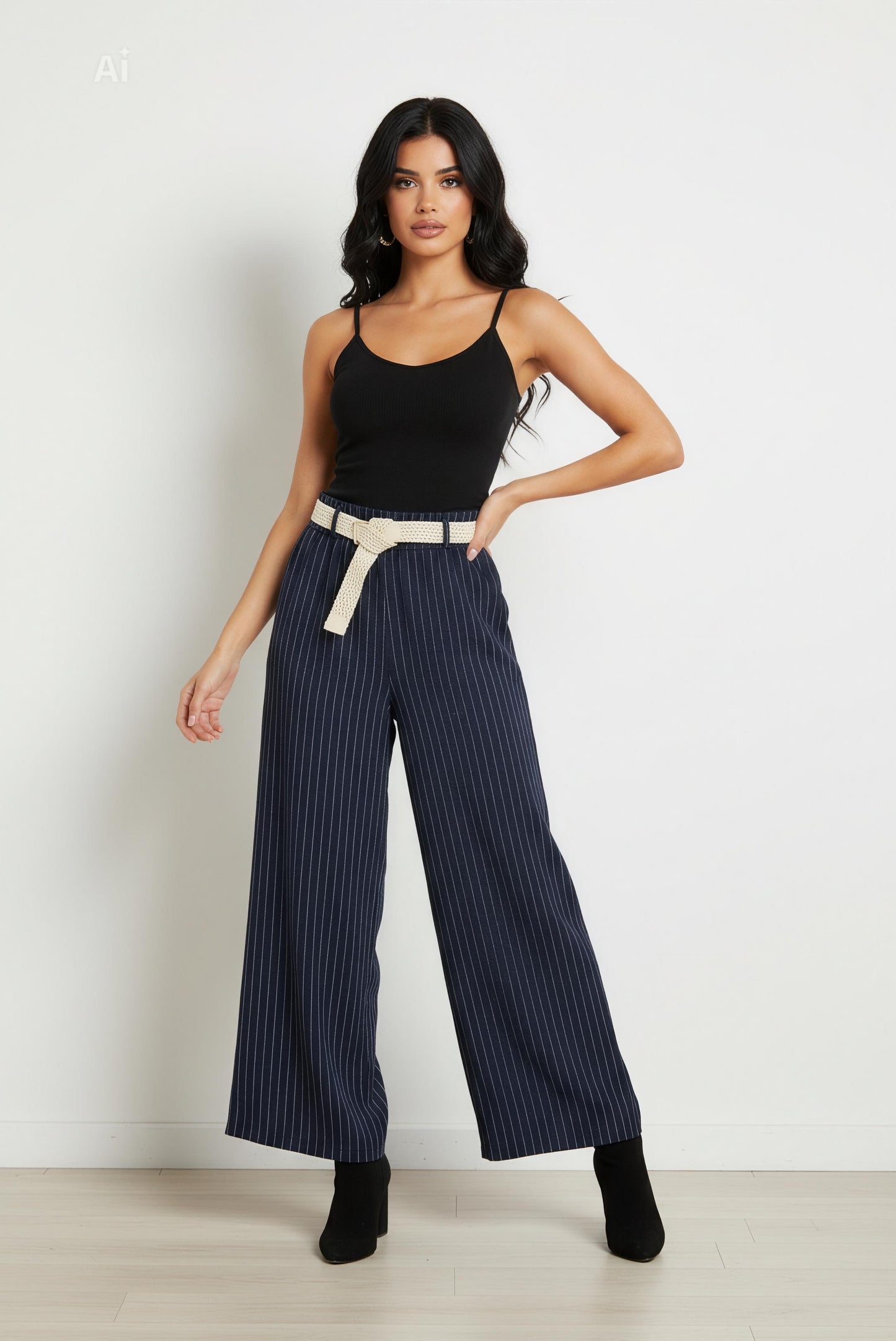 Панталон с прави широки крачоли, цвят Деним