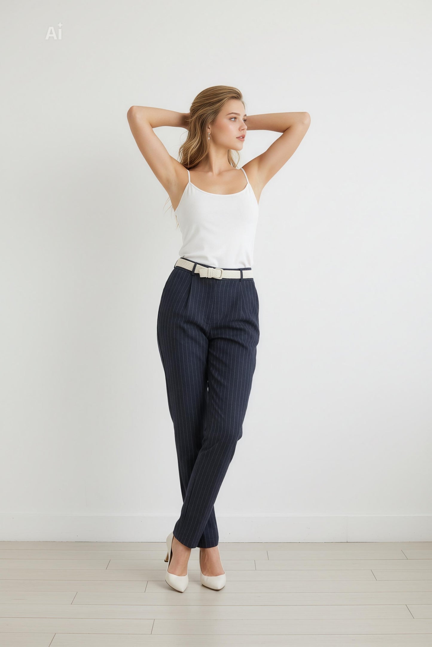 Елегантен панталон тип цигара, цвят Деним