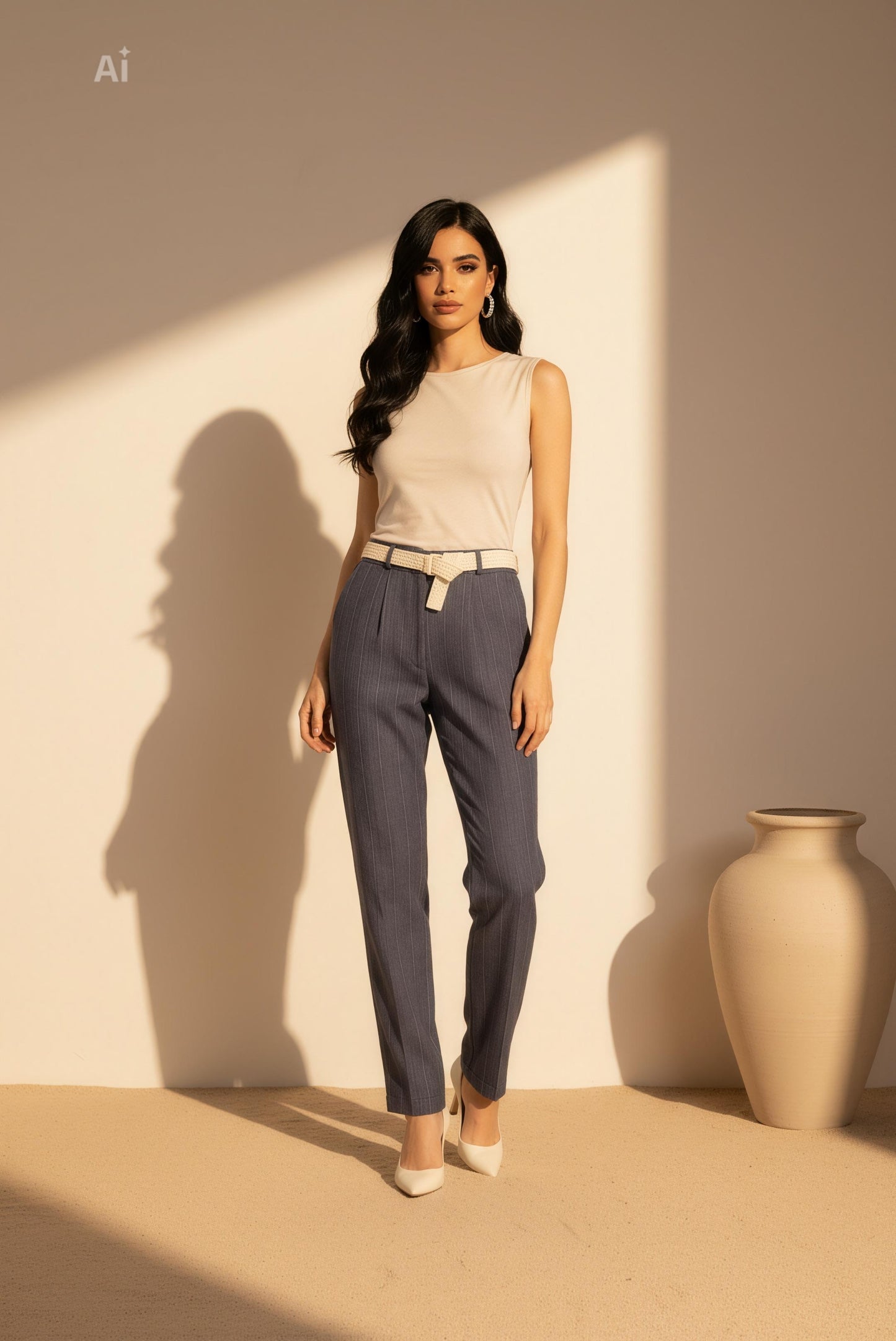 Елегантен панталон тип цигара, цвят Деним