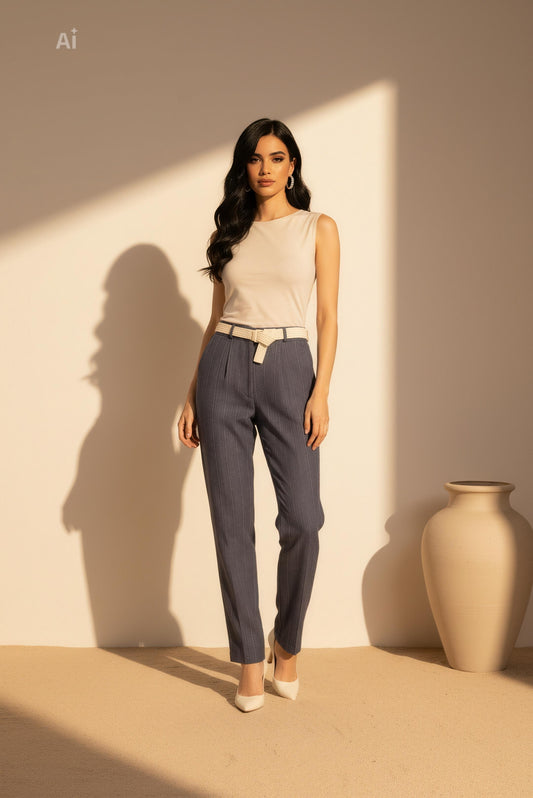 Елегантен панталон тип цигара, цвят Деним