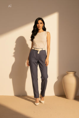 Елегантен панталон тип цигара, цвят Деним